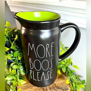 Rae Dunn “More Boos Please” Halloween Pitcher 9” Black Green NWT
